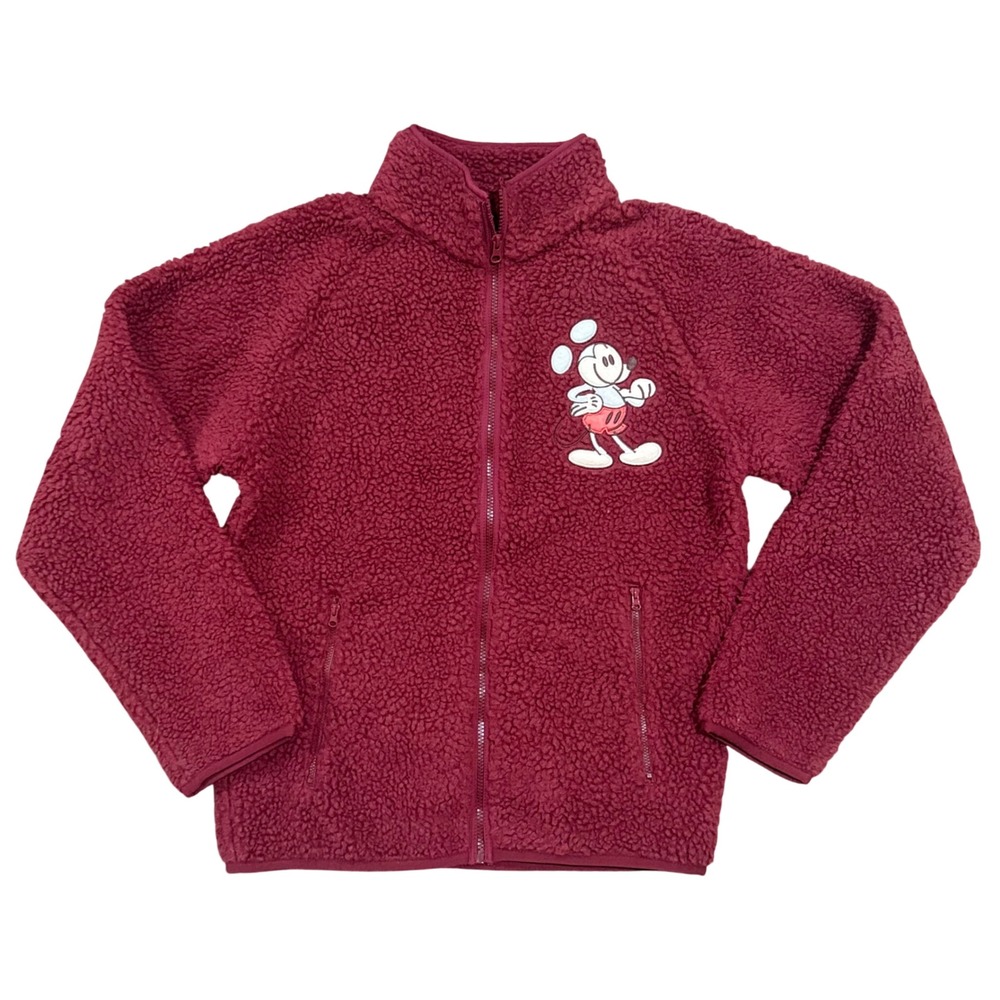 Disney Parks Wool Sherpa Fleece Jacket Coat Embroidered Mickey Zip NEW Small